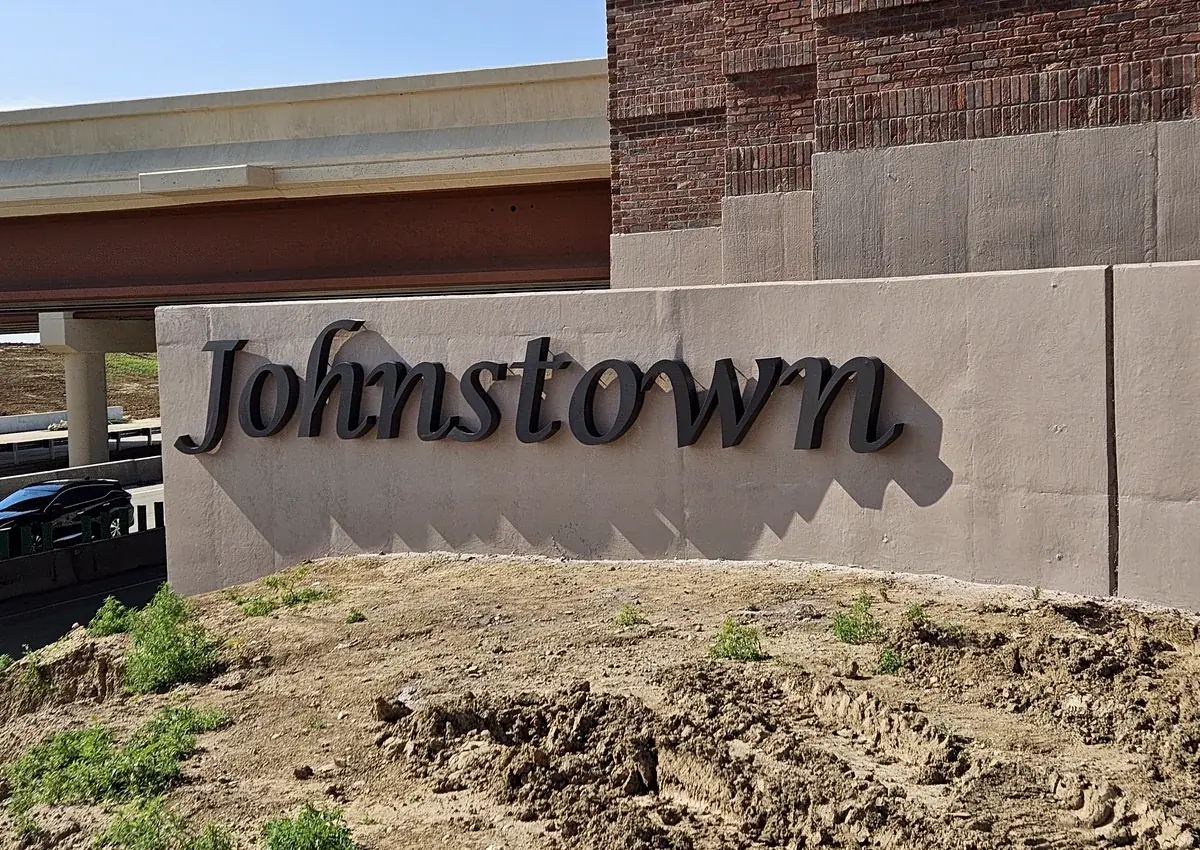 Reverse-lit Johnstown letters showing the dimensional and wall-halo component used in combination letters