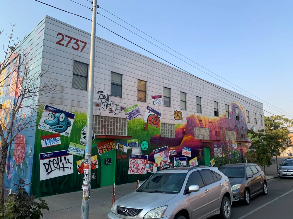 Large custom building mural produced for a commercial project