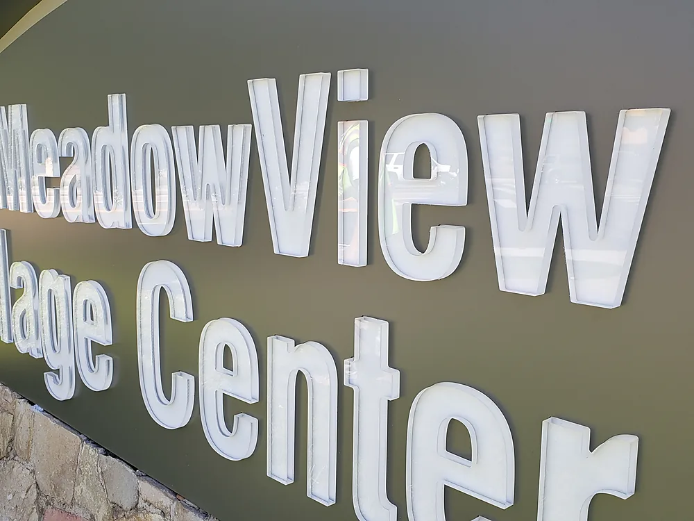 Push-thru acrylic lettering installed on a Colorado monument sign