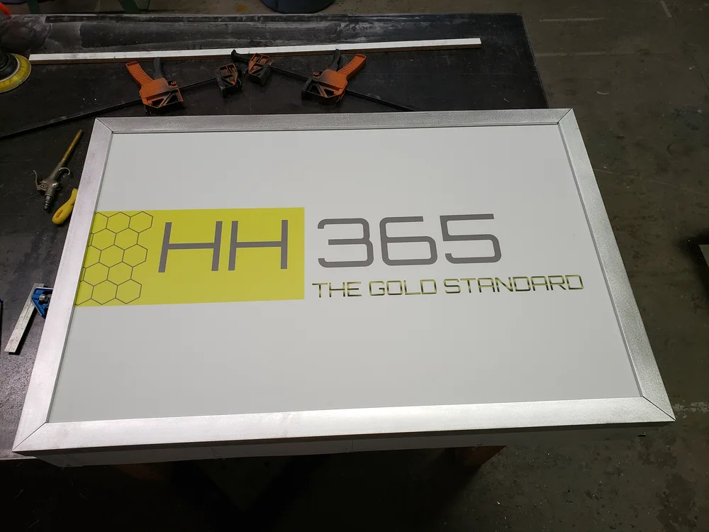 Sign cabinet face during shop testing