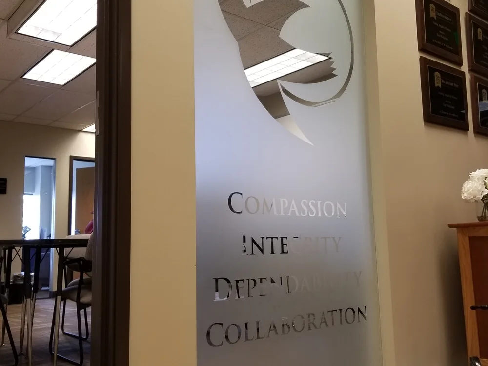 Interior glass lettering and privacy graphics